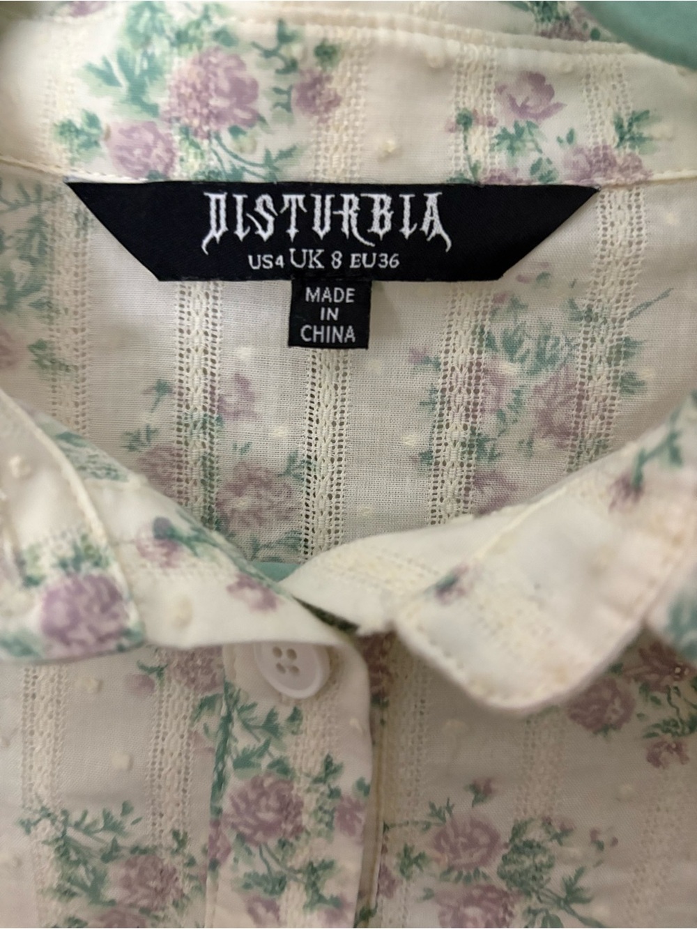 Disturbia Cream Floral Button-Up Top - Picture 3 of 4